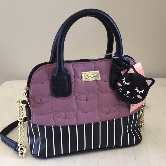 betsey johnson quilted cat purse